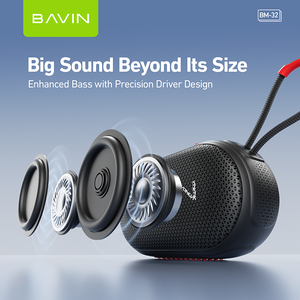 BAVIN <span class=keywords><strong>Precio</strong></span> al por Mayor, Oferta Especial, Altavoz Inalámbrico BM32 6H, Mini Altavoz Portátil con Correa - Product Image 3