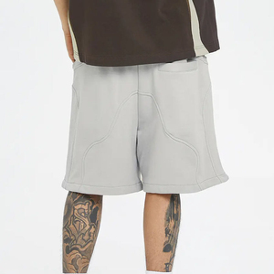 Shorts cargo gris clair pour homme, taille haute, cordon de serrage, poches zippées, séchage rapide, décontracté, en polyester tissé - Product Image 4