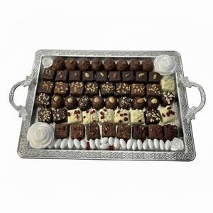 Bandeja de chocolate para mesa de diseño maravilloso, bandeja de metal plateado martillado a mano, perfecta para regalos y eventos a un precio excelente. - Product Image 3