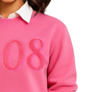 <b>Pink</b> Solid 1908 Chenille <b>Sweatshirt</b> for Women Long Sleeve Crew Neck Fleece Casual Pullover Fashion Apparel Top Wear - Product Image 4