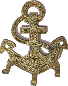 Gancho de pared de ancla de latón Vintage hecho a mano, perchero decorativo náutico antiguo con tallado Floral, decoración del hogar de Metal pulido - Product Image 5