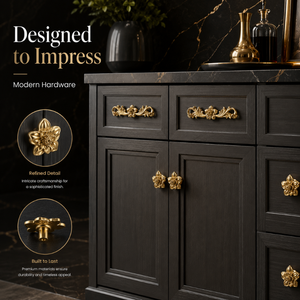 Luxury Brass Floral Cabinet Handle and Knob Set Decorative Furniture Hardware Premium <b>Drawer</b> <b>Pull</b> for Wardrobes and Cabinets - Product Image 3