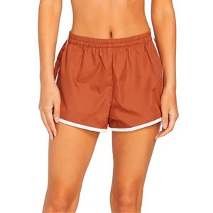<b>Women's</b> Mid Waist Running <b>Shorts</b> Solid Color Elastic Waist Breathable Quick Dry Casual Style <b>Orange</b> Knitted Polyester Drawstring - Product Image 1