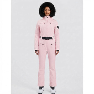 Combinaison de ski unisexe rose personnalisée OEM, imperméable, respirante, en polyester softshell, avec capuche en fausse fourrure, pour l'hiver et les activités de plein air - Product Image 3