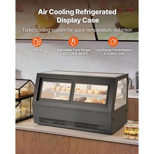 Frigorifero Commerciale a 2 Livelli da 7.1 Cu.Ft./190L per Esposizione Pasticceria con Illuminazione a LED - Product Image 2