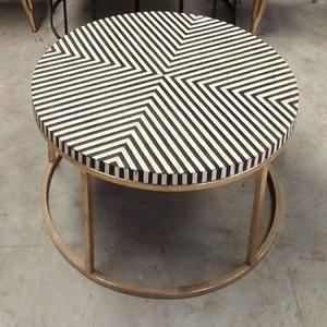 Table basse de luxe indienne avec design de style nautique et animal Taille personnalisable Incrustation de nacre en os Technique polie - Product Image 4