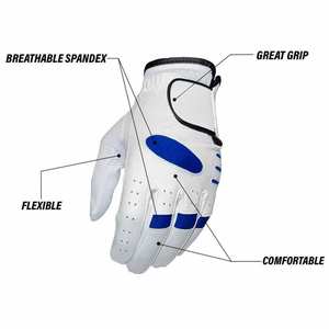 Gants de golf en cuir Cabretta pour hommes, personnalisés OEM, avec fermeture auto-agrippante, haute performance, résistants à la transpiration, pour les sports de plein air - Product Image 2