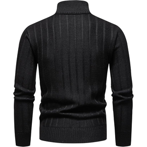 <b>Men's</b> Knitted <b>Long</b> Sleeve Pullover Sweater Solid Color Black Zipper Closure Autumn Casual Wear - Product Image 2