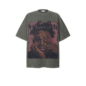 T-shirt d'été ample en coton pour homme, coupe oversize à épaules tombantes, imprimé graphique personnalisé, streetwear de haute qualité - Product Image 2