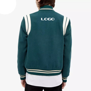 Chaqueta Varsity Slim Fit para Hombre con Mangas de Cuero, Chaqueta Bomber Estilo Universitario, Ropa Deportiva Casual - Product Image 4