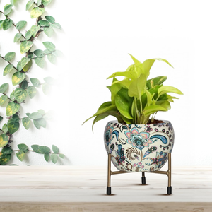 Vase à fleurs décoratif en métal avec support en fer, pot de fleurs moderne pour salon, chambre, balcon, jardin, bureau - Product Image 6