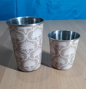 Vaso artístico grande de acero inoxidable con estampado de patrón único Vasos duraderos para cocina y uso doméstico - Product Image 4