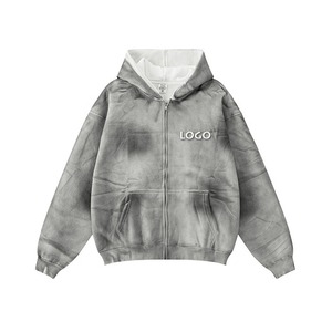 Fabricant de sweats à capuche personnalisés, coupe oversize à épaules tombantes, style boxy, faible MOQ, 10 % coton, 90 % polyester, impression, broderie, effets de lavage usés - Product Image 1