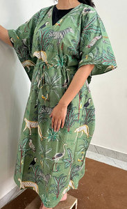 Vestido Kaftan Maxi de Algodón Estampado a la Moda para Mujer con Hermosos Estampados en Toda la Prenda, Ajuste Cómodo y Uso Versátil - Product Image 2