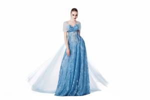 Vestido AZURE ETHEREAL _ vestido de noche de lujo de alta costura de la marca local vietnamita - Product Image 5