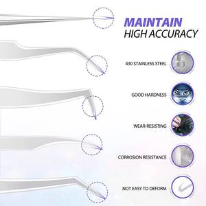 ชุดแหนบต่อขนตา Morje Surgical Precision สแตนเลสสตีล ปลายเรียบ 10 มม. ด้ามสีม่วง ชุด 6 ชิ้น สำหรับต่อขนตา - Product Image 2