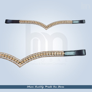 Élégante muserolle en cuir premium et cristal en forme de V avec strass taillés carrés, confortable, pour bride de dressage (OEM) - Product Image 5