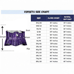 Corsé de brocado morado con varillas de acero, corte bajo el busto, para curvas extremas, con cierre frontal y cordones ajustables en la espalda - Product Image 6