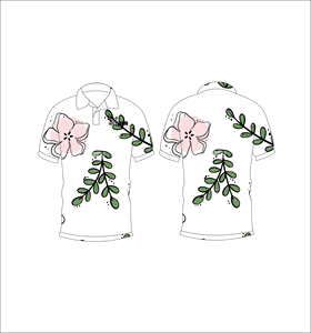 Polo Floral Elegante Personalizado, Transpirable y Ligero, Ropa Deportiva para Golf, Manga Corta, Sublimación, Prenda Botánica de Alto Rendimiento - Product Image 1