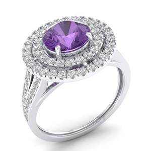 REYES Wholesale Price <b>Amethyst</b> Gemstone Fine Jewelry OEM ODM Custom Design 14K White <b>Gold</b> Moissanite Engagement <b>Rings</b> for Women - Product Image 2