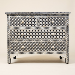 Bone Inlay 4 Drawer <b>Chest</b> Geometric Floral Bone Inlay Table Top With Best Quality Bone Inlay Bedroom <b>Storage</b> <b>Chest</b> - Product Image 1