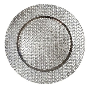 Modern style Round Stainless Steel Metal Charger Plate Silver Decorative <b>Table</b> Setting For Weddings Events & Formal <b>Dining</b> Use - Product Image 4