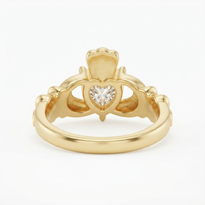Bague Claddagh en argent sterling 925 plaqué or 18 carats avec moissanite taille cœur et couronne, cadeau idéal pour mariage, fiançailles ou fête - Product Image 5