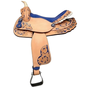 Selle de cheval en cuir occidental, motif floral gravé à la main, équipement d'équitation, siège confortable, durable, fournisseur OEM en gros, Inde - Product Image 3