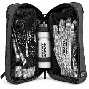 Bolsa de equipo personalizada para portero con bolsillos de malla con cremallera y almacenamiento para guantes, ideal para entrenamiento de fútbol y viajes de equipo, con asa resistente. - Product Image 2