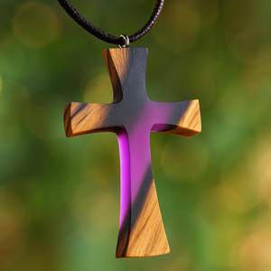 Collar con Colgante de Péndulo de Resina y Madera Estilo Cristal, Joyería Boho para Hombres y Mujeres - Product Image 5