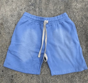 Pantalones Cortos Deportivos para Hombre, Azules, de Spandex/Poliéster, con Cordón Ajustable, Color Sólido, Transpirables, Antiarrugas, de Longitud Media - Product Image 1