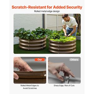 Bac de jardin surélevé en métal galvanisé pour extérieur, lot de 3, 2 x 2 x 1 pi, grand bac à plantes avec fond ouvert - Product Image 4