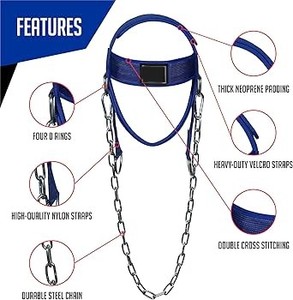 Arnés de cuello con peso de neopreno acolchado de alta resistencia, cadena de acero ajustable, correas de nailon para entrenamiento, ejercicio, gimnasio y fitness - Product Image 4