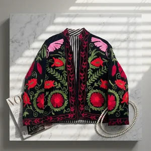 Bohemian Velvet <b>Machine</b> Embroidered Floral Letter Reversible Breathable <b>Knitted</b> Eco-Friendly Quilted Windproof Ethnic Nylon - Product Image 5
