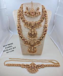 Goddess Lakshmi Motif Complete Temple <b>Bridal</b> <b>Jewelry</b> <b>Set</b> Gold Plated Temple <b>Jewelry</b> <b>Set</b> For Wedding Engagement Wear Manufacturer - Product Image 4
