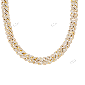 Cadena cubana Miami de 12 mm y 22 pulgadas, completamente engastada, chapada en oro, plata de ley, moissanita VVS D, joyería de hip hop para rapero, ideal para fiestas. - Product Image 1