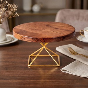 Premium Acacia Solid Wood Serving Cake Stand Dessert Platter Display Tray for Birthday Parties Wedding - Product Image 5