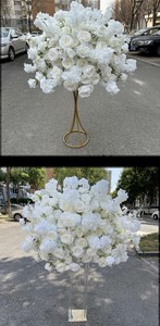 IFG ชุดดอกไม้ประดับโต๊ะกลางงานแต่งงานสีขาวงาช้าง ผ้าไหมคุณภาพสูง ขนาดเส้นผ่านศูนย์กลาง 60 ซม. สำหรับตกแต่งงานอีเว้นท์ - Product Image 2