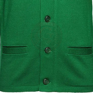 Suéter Verde para Hombre de Fraternidad o Hermandad, Cárdigan de Punto Acrílico de Manga Larga, Cuello en V, Color Sólido, Cierre de Botones, Ropa Universitaria - Product Image 6