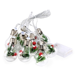 1Pc 13.78FT batteria con luce a stringa di Natale con 10 lampadine a LED aghi di pino fiocchi di neve bacche luci interne di natale - Product Image 3