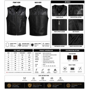 Custom <b>Camo</b> Leather Vest <b>Jackets</b> Motorcycle Genuine Cowhide Biker Made Paksitan Winter <b>Waterproof</b> Smart Casual Unisex Stylish - Product Image 6