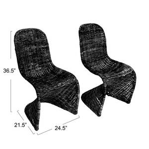 DreamCraft Ensemble de 2 chaises de salle à manger en rotin tressé en forme de S pour intérieur/extérieur - Product Image 3