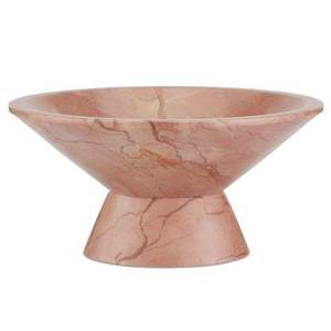 Bol de service moderne en résine marbrée rose, aspect pierre polie, centre de table sur pied pour la décoration intérieure, usage domestique, hôtelier et de restauration, unique - Product Image 1
