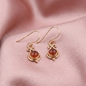 Pure 925 Sterling Silver <b>Red</b> Carnelian Drop <b>Earrings</b> Rose Gold & Yellow Gold Plated Handmade Statement Vintage Jewelry Women Her - Product Image 5