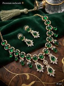 Premium Alloy Silver Plated Wedding Trendy Ethnic Zircon Bridal Jewelry Set Necklace <b>Earrings</b> Ring - Product Image 4