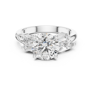 TRENDY 2CT LAB GROWN DIAMOND LUXURY <b>RING</b> <b>SET</b> 18KT WHITE <b>GOLD</b> RHODIUM PLATED 0.6CT CUT SIDE STONE ENGAGEMENT WEDDING PARTY WEAR - Product Image 4