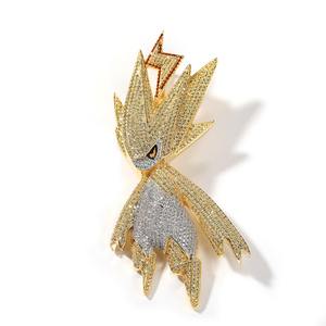 สร้อยคอจี้รูปการ์ตูนเรย์ประดับเพชรซิร์คอนเต็มชิ้น สไตล์ฮิปฮอปสุดฮิต สำหรับผู้หญิงและผู้ชาย - Product Image 1