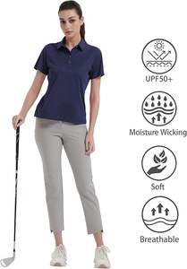 Pantalones de golf 100% microfibra para mujer, de secado rápido, elásticos, transpirables, estilo casual, tipo polo. - Product Image 2