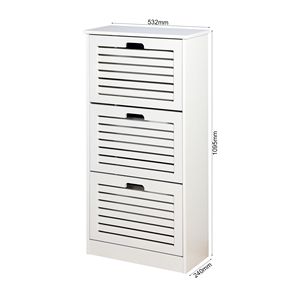 Scarpiera portaoggetti in legno a 3 porte bianche 20.94x9.45x43.11 pollici porta a scatto per ingresso scarpiere - Product Image 6
