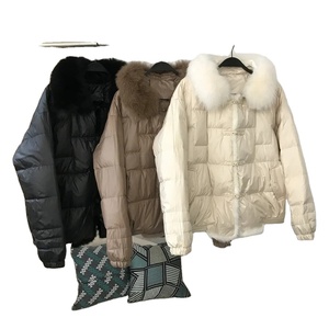 Réel col de fourrure de renard hiver femmes blanc canard doudoune dames court chaud bouffant manteau femme vêtements amples - Product Image 1